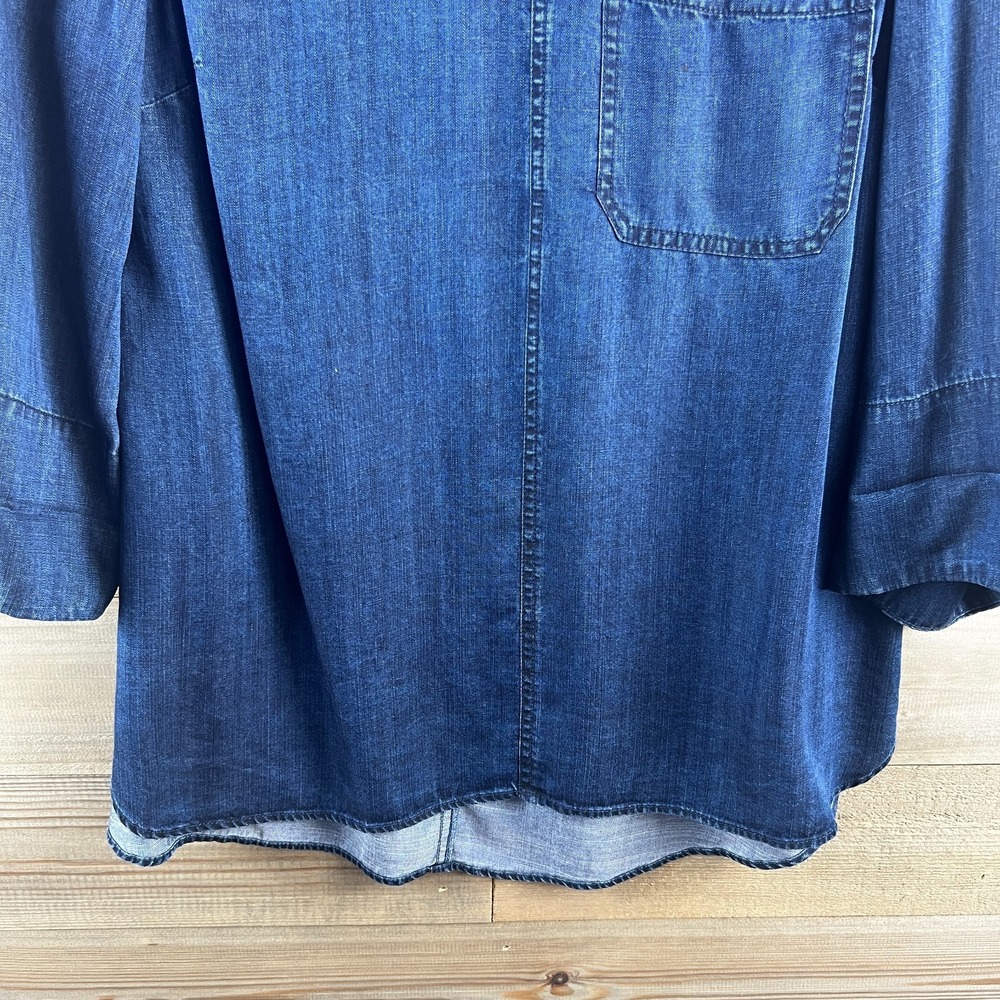 Soft Surroundings Womens Shirt 3/4 Sleeve Round Neck Chambray Tencel Small - Picture 3 of 7